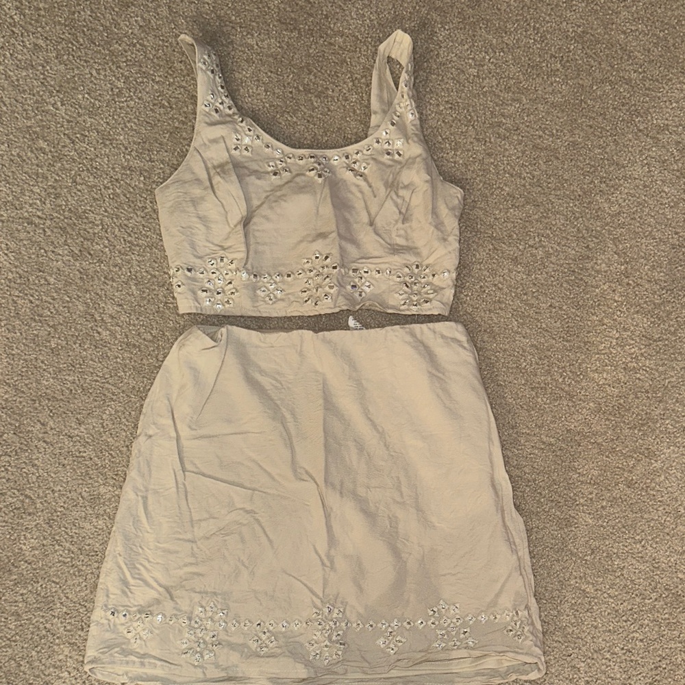 Embellished Cream Two-Piece Set